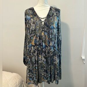 Free People Rain or Shine Paisley Tunic Dress with pockets!